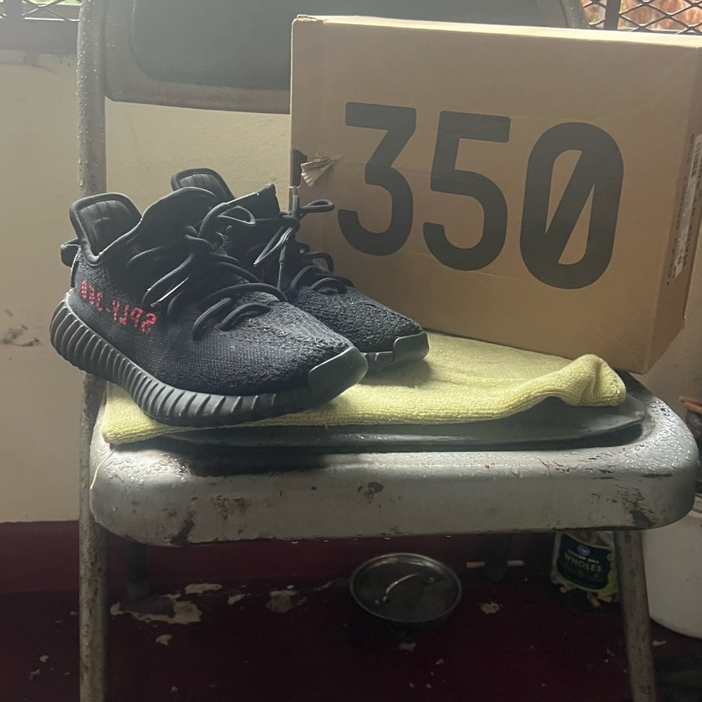 Yeezy Kids Black and Red Sneakers